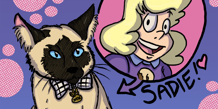 Portrait of Sadie, a family pet named after the Steven Universe character. Portrait of Sadie, a family pet named after the Steven Universe character.